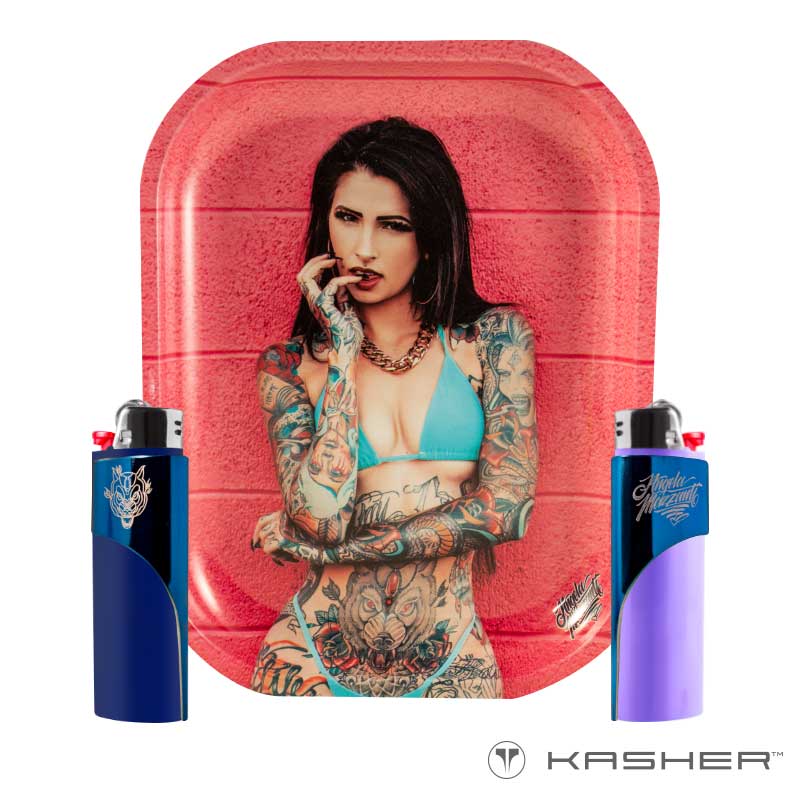 2 Kasher Lighter Tools and Bic Lighters with Angela Mazzanti Rolling Tray